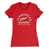 Clemenza’s Bakery Women's T-Shirt Red | Funny Shirt from Famous In Real Life