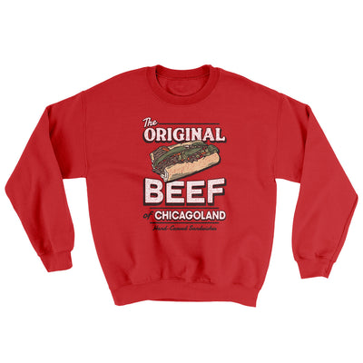 The Original Beef Of Chicagoland Ugly Sweater Red | Funny Shirt from Famous In Real Life