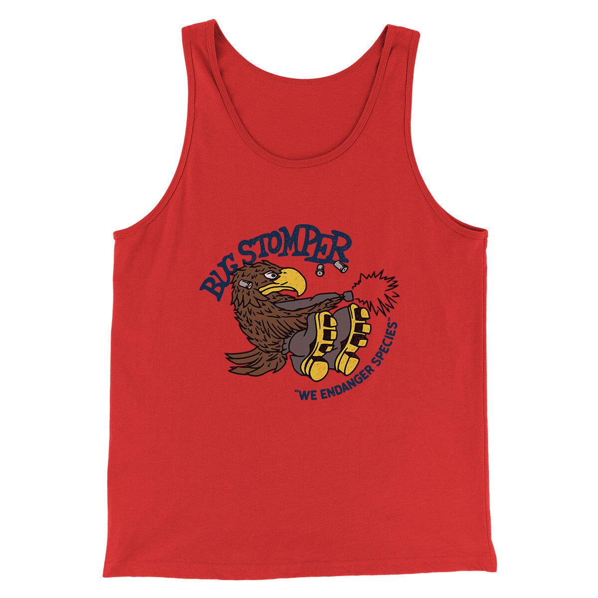 Bug Stomper Men/Unisex Tank Top Red | Funny Shirt from Famous In Real Life