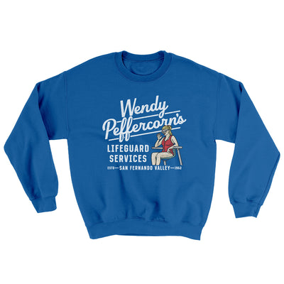 Wendy Peffercorn’s Lifeguard Services Ugly Sweater Royal | Funny Shirt from Famous In Real Life