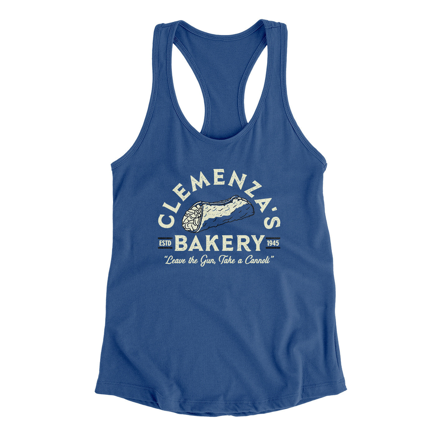 Clemenza’s Bakery Women's Racerback Tank Royal | Funny Shirt from Famous In Real Life