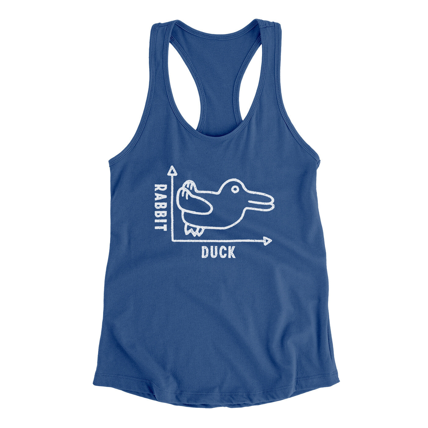 Rabbit Duck Graph Women's Racerback Tank Royal | Funny Shirt from Famous In Real Life