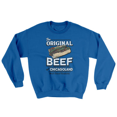 The Original Beef Of Chicagoland Ugly Sweater Royal | Funny Shirt from Famous In Real Life