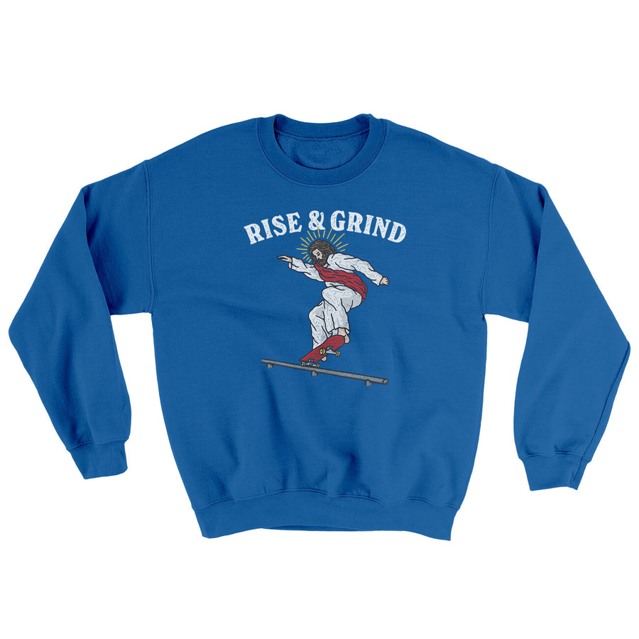 Rise And Grind Ugly Sweater Royal | Funny Shirt from Famous In Real Life