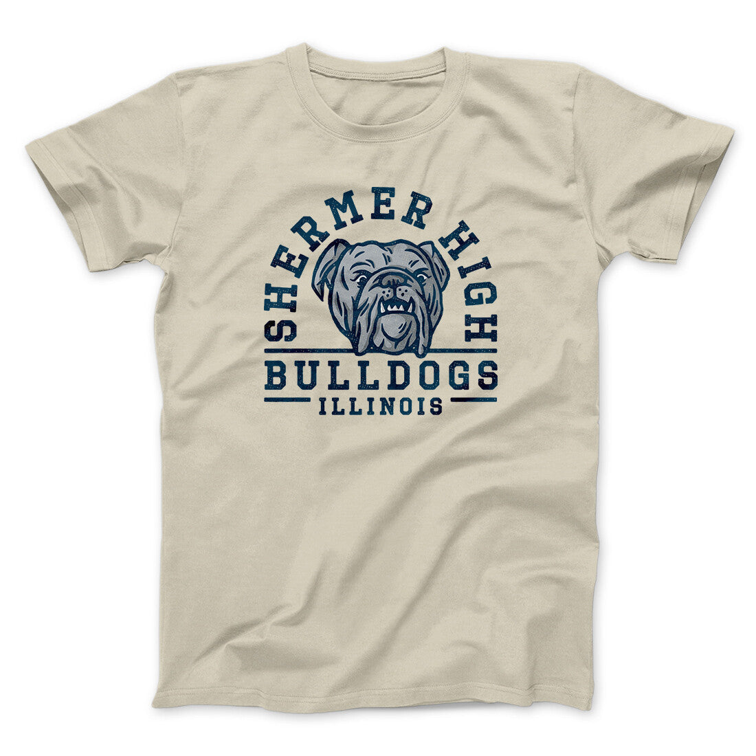 Shermer High Bulldogs Men/Unisex T-Shirt Sand | Funny Shirt from Famous In Real Life