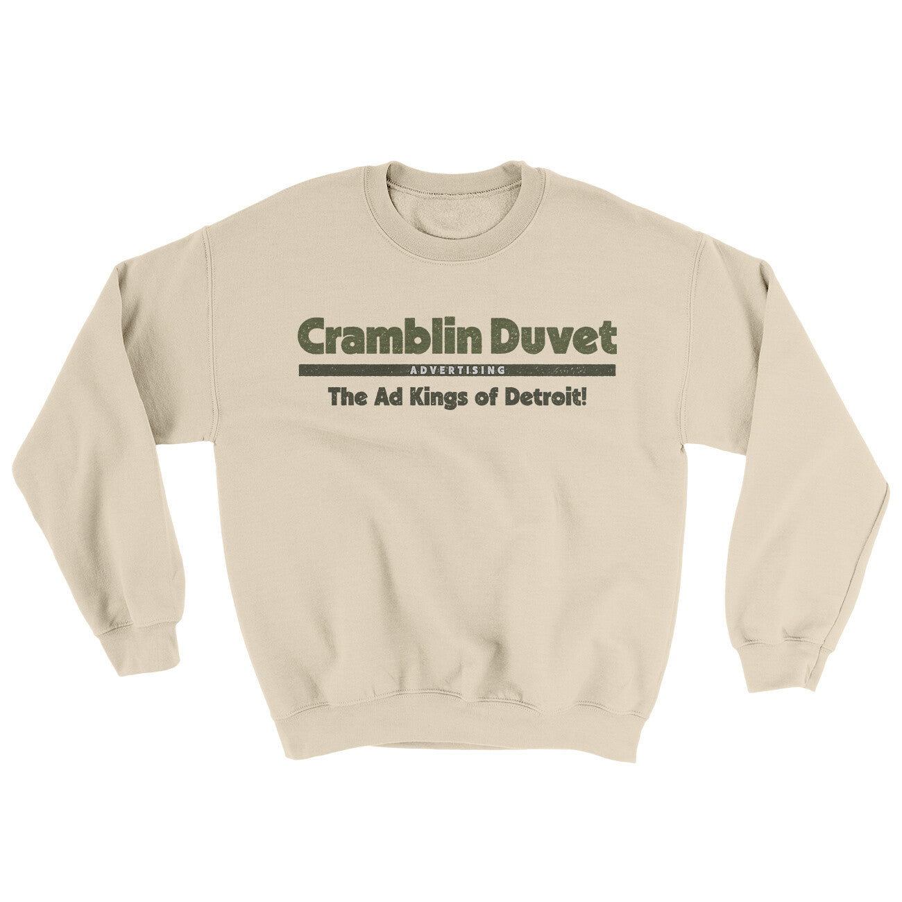 Cramblin Duvet Advertising Ugly Sweater Sand | Funny Shirt from Famous In Real Life