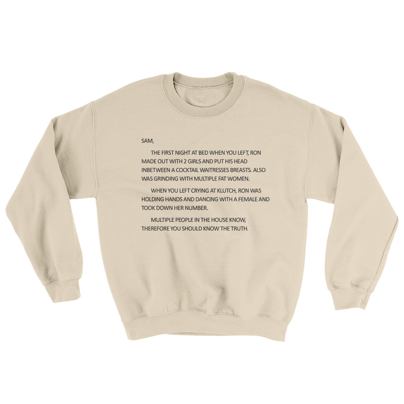 Letter To Sam Ugly Sweater Sand | Funny Shirt from Famous In Real Life