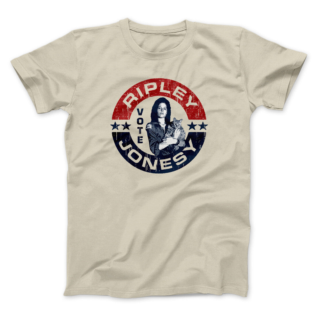 Vote Ripley Jonesy Men/Unisex T-Shirt Sand | Funny Shirt from Famous In Real Life