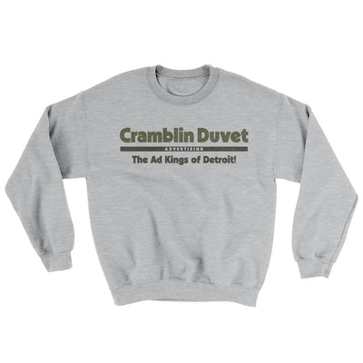 Cramblin Duvet Advertising Ugly Sweater Sport Grey | Funny Shirt from Famous In Real Life