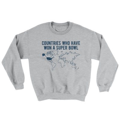Countries Who Have Won A Super Bowl Ugly Sweater Sport Grey | Funny Shirt from Famous In Real Life