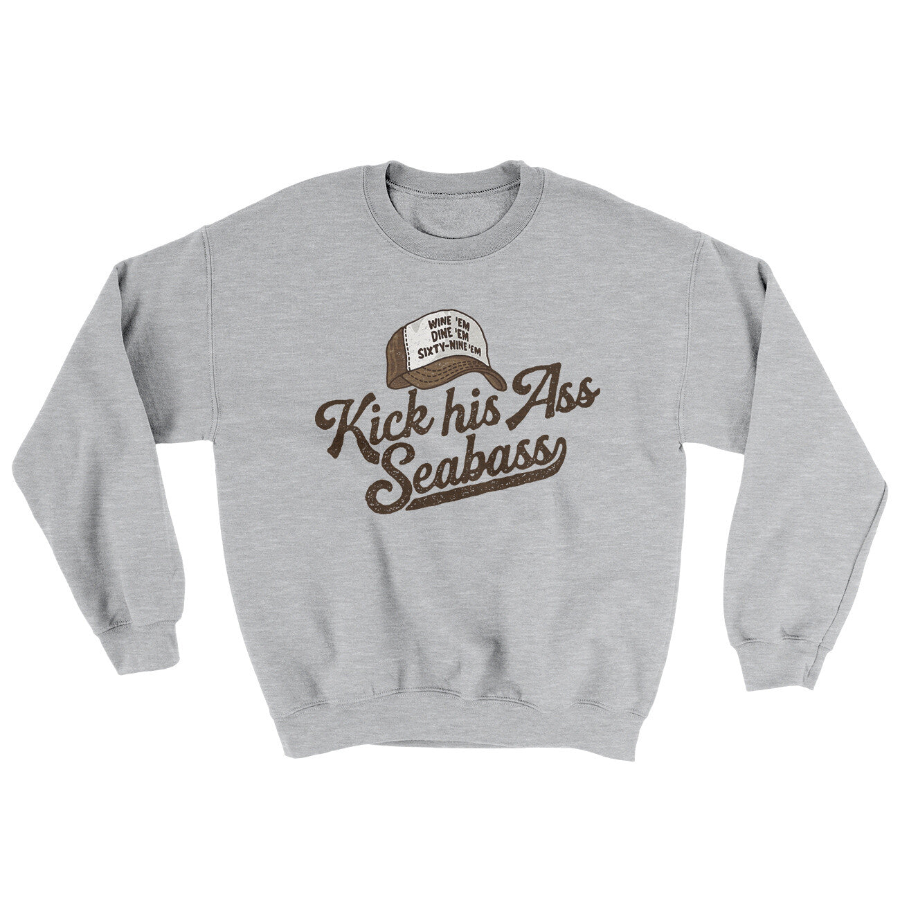 Kick His Ass Seabass Ugly Sweater Sport Grey | Funny Shirt from Famous In Real Life