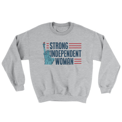 Strong Independent Woman Ugly Sweater Sport Grey | Funny Shirt from Famous In Real Life