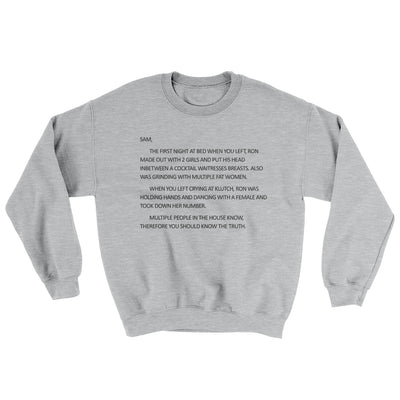 Letter To Sam Ugly Sweater Sport Grey | Funny Shirt from Famous In Real Life