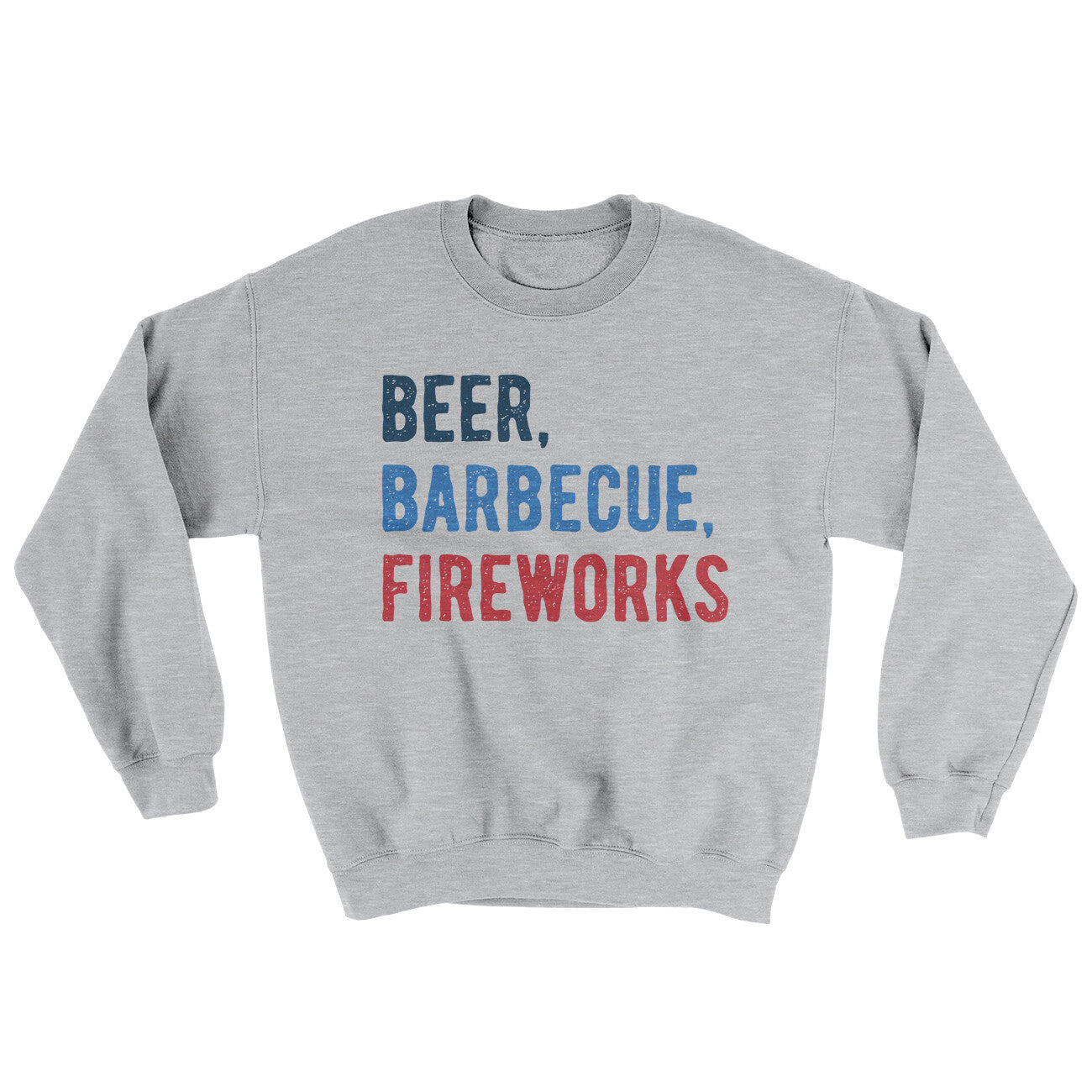 Beer, Barbecue, Fireworks Ugly Sweater Sport Grey | Funny Shirt from Famous In Real Life
