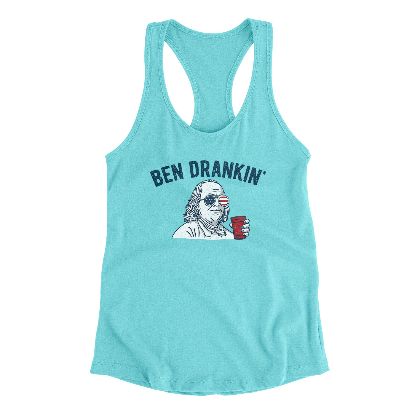 Ben Drankin Women's Racerback Tank Tahiti Blue | Funny Shirt from Famous In Real Life