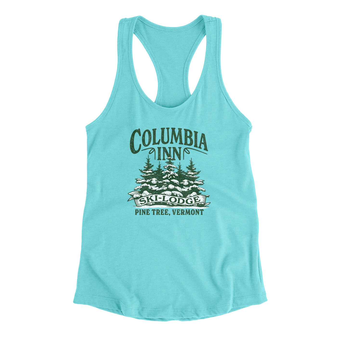 Columbia Inn Women's Racerback Tank Tahiti Blue | Funny Shirt from Famous In Real Life