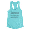 Letter To Sam Women's Racerback Tank Tahiti Blue | Funny Shirt from Famous In Real Life