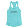 Existence Is A Scam Made Up By Philosophers Women's Racerback Tank Tahiti Blue | Funny Shirt from Famous In Real Life
