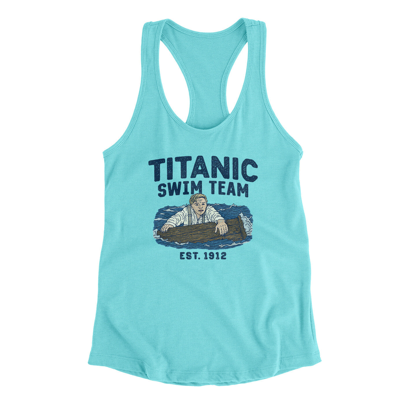 Titanic Swim Team Women's Racerback Tank Tahiti Blue | Funny Shirt from Famous In Real Life