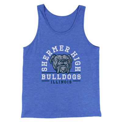 Shermer High Bulldogs Men/Unisex Tank Top True Royal TriBlend | Funny Shirt from Famous In Real Life
