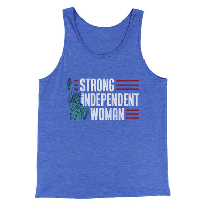 Strong Independent Woman Men/Unisex Tank Top True Royal TriBlend | Funny Shirt from Famous In Real Life