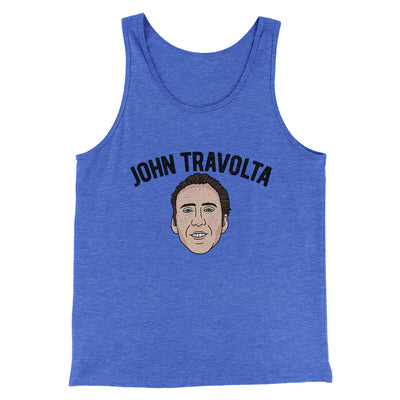 John Travolta Men/Unisex Tank Top True Royal TriBlend | Funny Shirt from Famous In Real Life