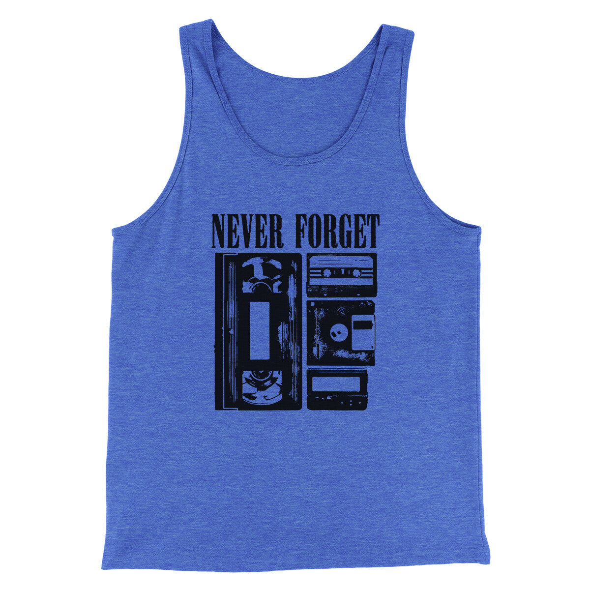 Never Forget Funny Movie Men/Unisex Tank Top True Royal TriBlend | Funny Shirt from Famous In Real Life
