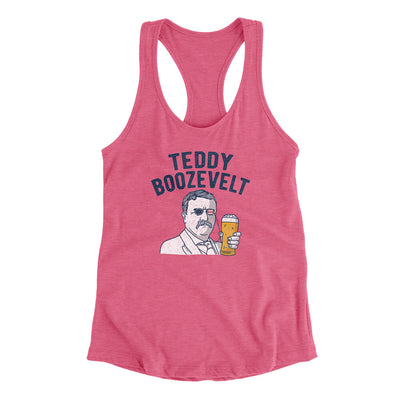 Teddy Boozevelt Women's Racerback Tank Vintage Pink | Funny Shirt from Famous In Real Life