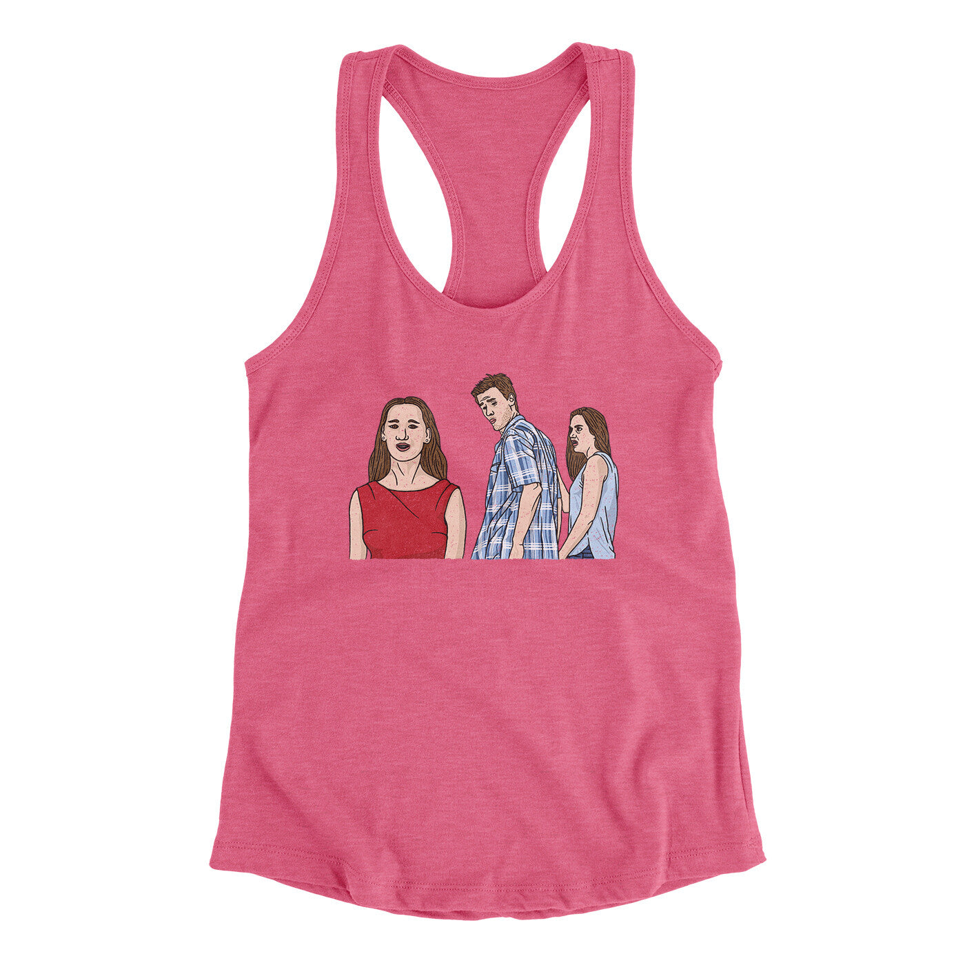 Distracted Boyfriend Meme Funny Women's Racerback Tank Vintage Pink | Funny Shirt from Famous In Real Life