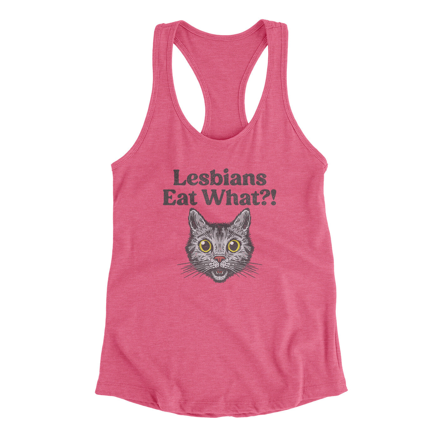 Lesbians Eat What? Women's Racerback Tank Vintage Pink | Funny Shirt from Famous In Real Life