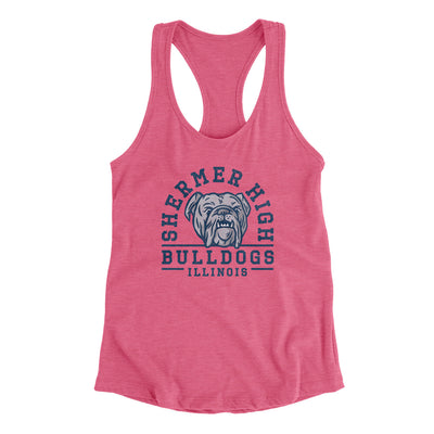 Shermer High Bulldogs Women's Racerback Tank Vintage Pink | Funny Shirt from Famous In Real Life