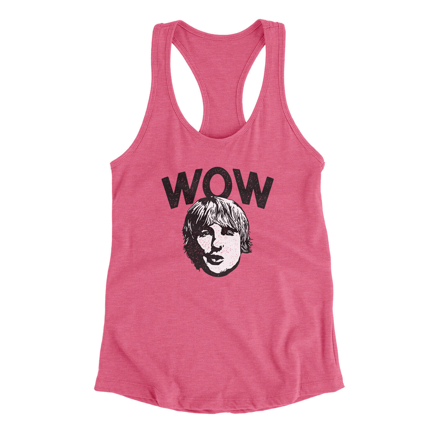 Wow Women's Racerback Tank Vintage Pink | Funny Shirt from Famous In Real Life