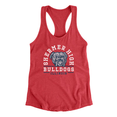 Shermer High Bulldogs Women's Racerback Tank Vintage Red | Funny Shirt from Famous In Real Life