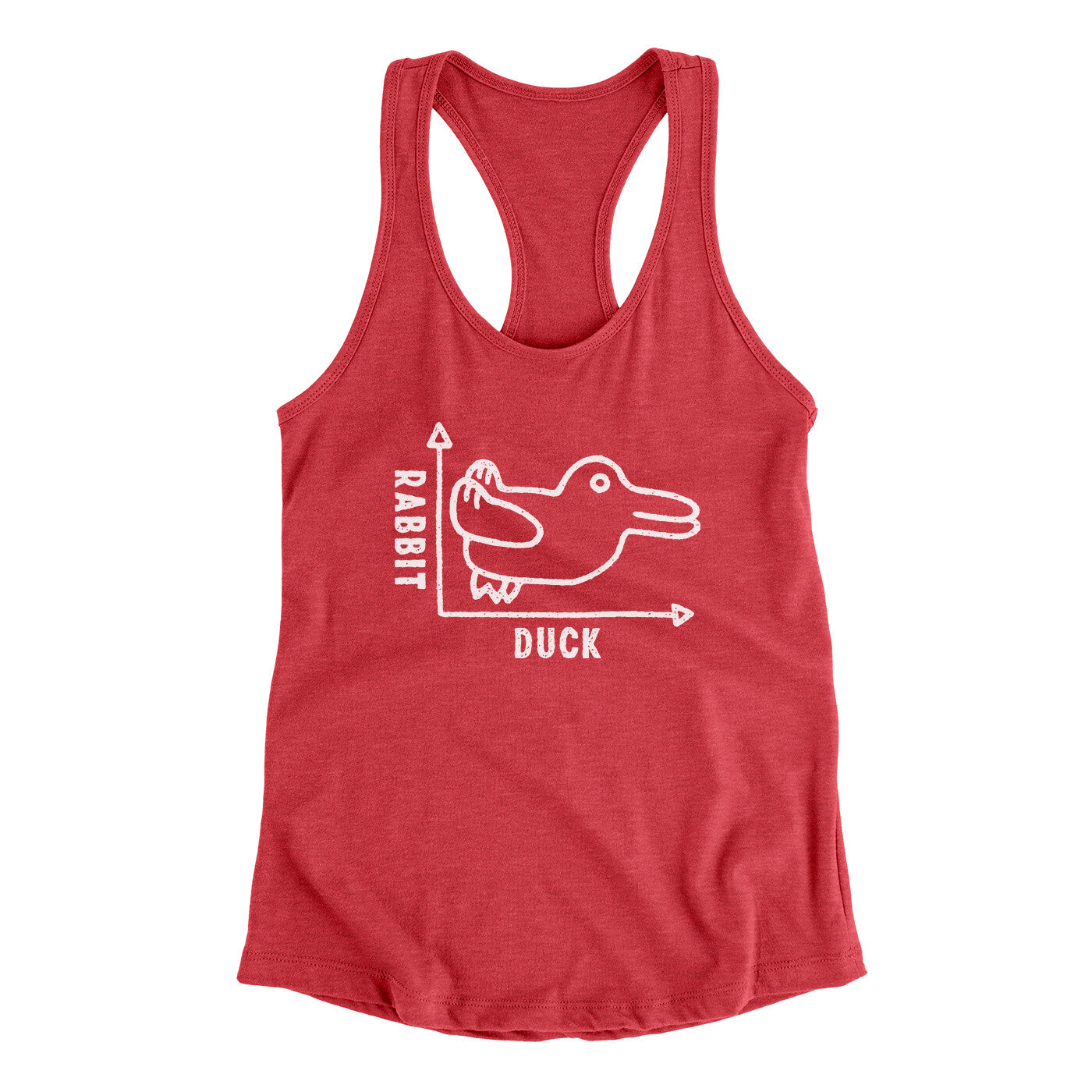 Rabbit Duck Graph Women's Racerback Tank Vintage Red | Funny Shirt from Famous In Real Life