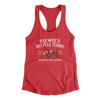 Peewee Bicycle Tours Women's Racerback Tank Vintage Red | Funny Shirt from Famous In Real Life