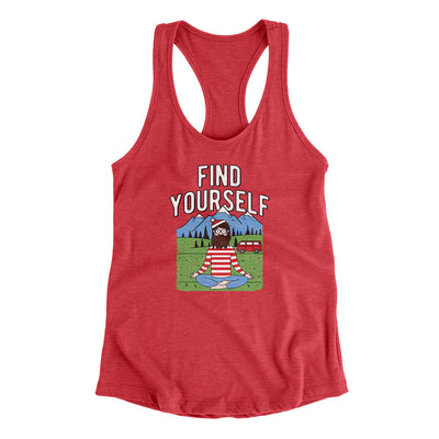 Find Yourself Women's Racerback Tank Vintage Red | Funny Shirt from Famous In Real Life