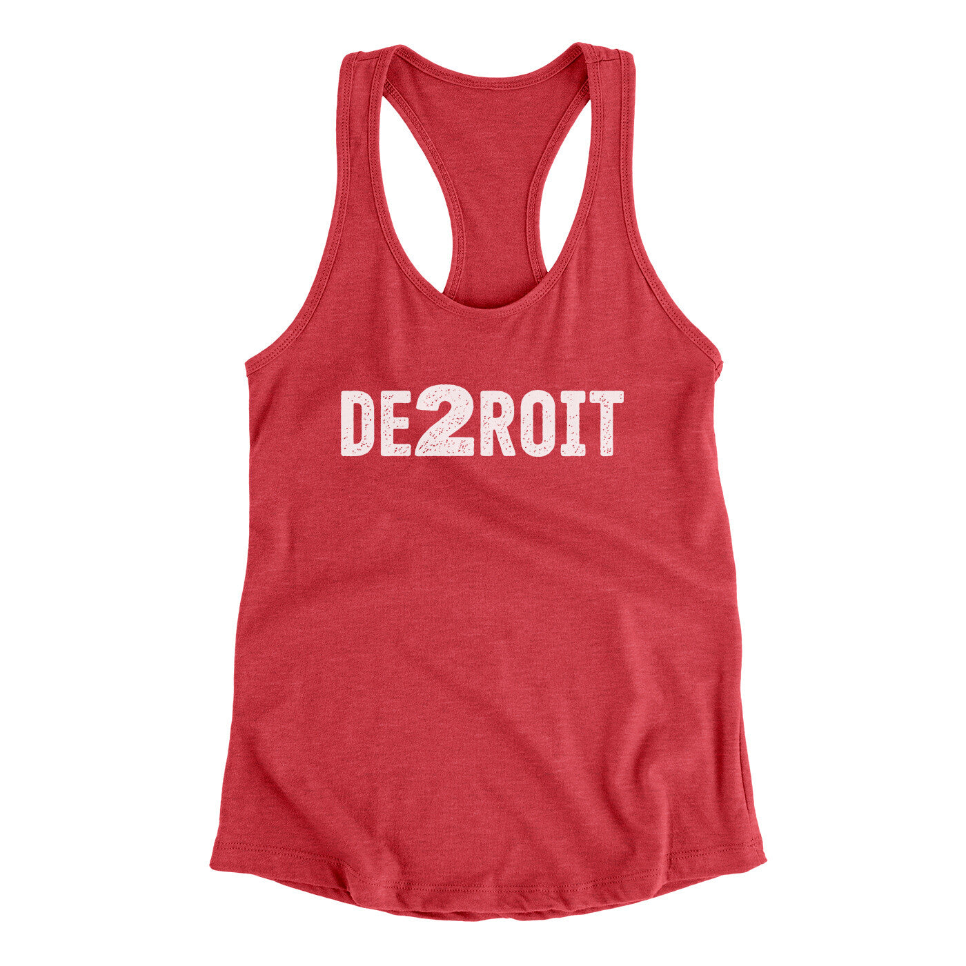 De2Roit Women's Racerback Tank Vintage Red | Funny Shirt from Famous In Real Life