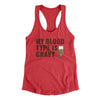 My Blood Type Is Gravy Funny Thanksgiving Women's Racerback Tank Vintage Red | Funny Shirt from Famous In Real Life