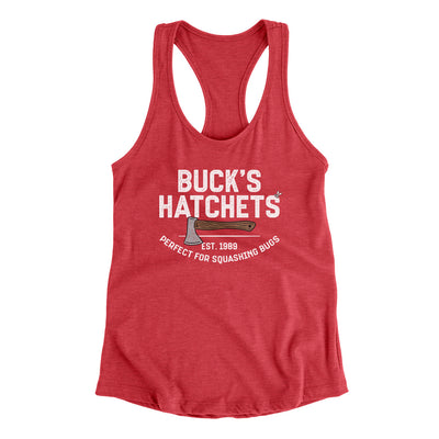 Buck’s Hatchets Women's Racerback Tank Vintage Red | Funny Shirt from Famous In Real Life