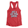 Just A Kid From Queens Women's Racerback Tank Vintage Red | Funny Shirt from Famous In Real Life