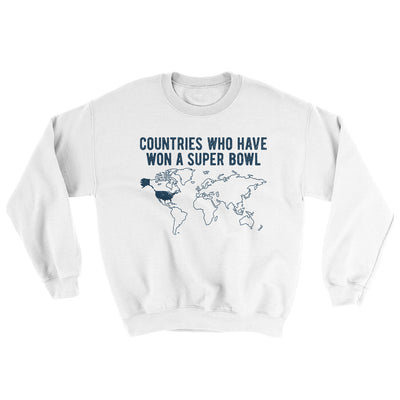 Countries Who Have Won A Super Bowl Ugly Sweater White | Funny Shirt from Famous In Real Life