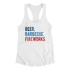 Beer, Barbecue, Fireworks Women's Racerback Tank White | Funny Shirt from Famous In Real Life