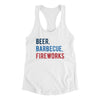 Beer, Barbecue, Fireworks Women's Racerback Tank White | Funny Shirt from Famous In Real Life