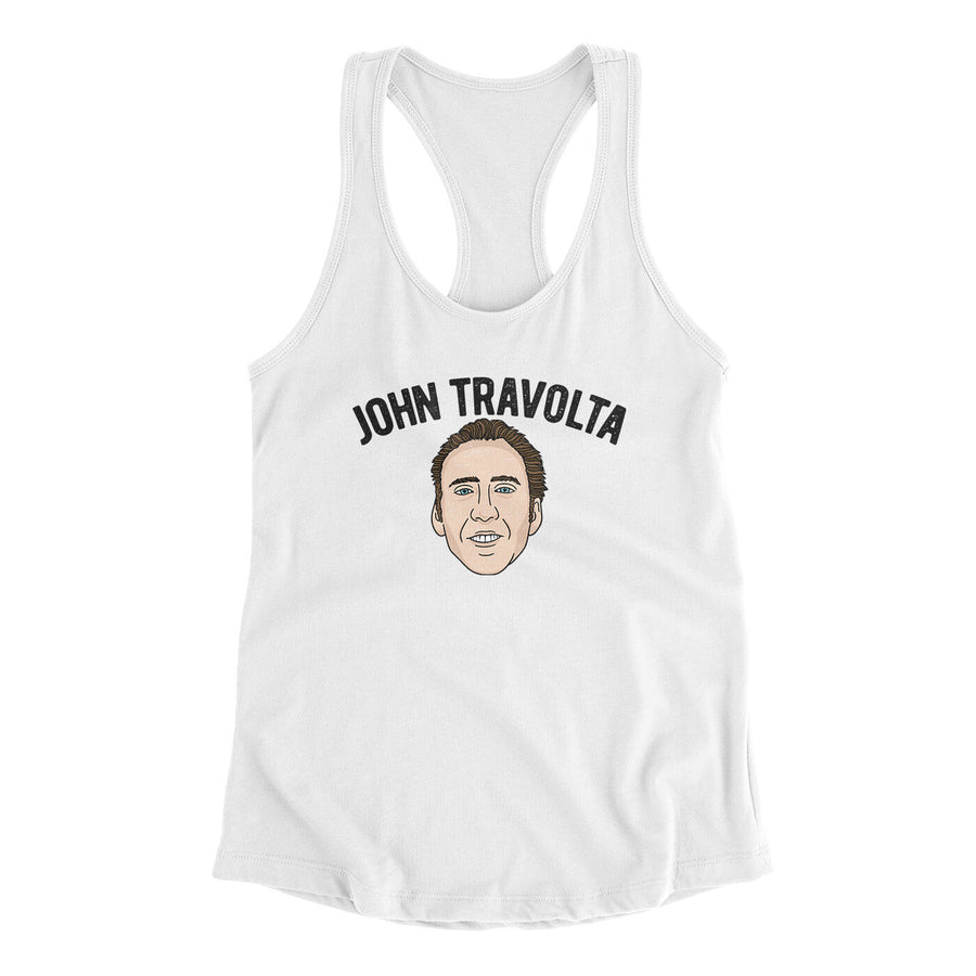 John Travolta Women's Racerback Tank White | Funny Shirt from Famous In Real Life