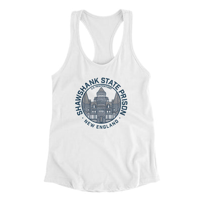 Shawshank State Prison Women's Racerback Tank White | Funny Shirt from Famous In Real Life