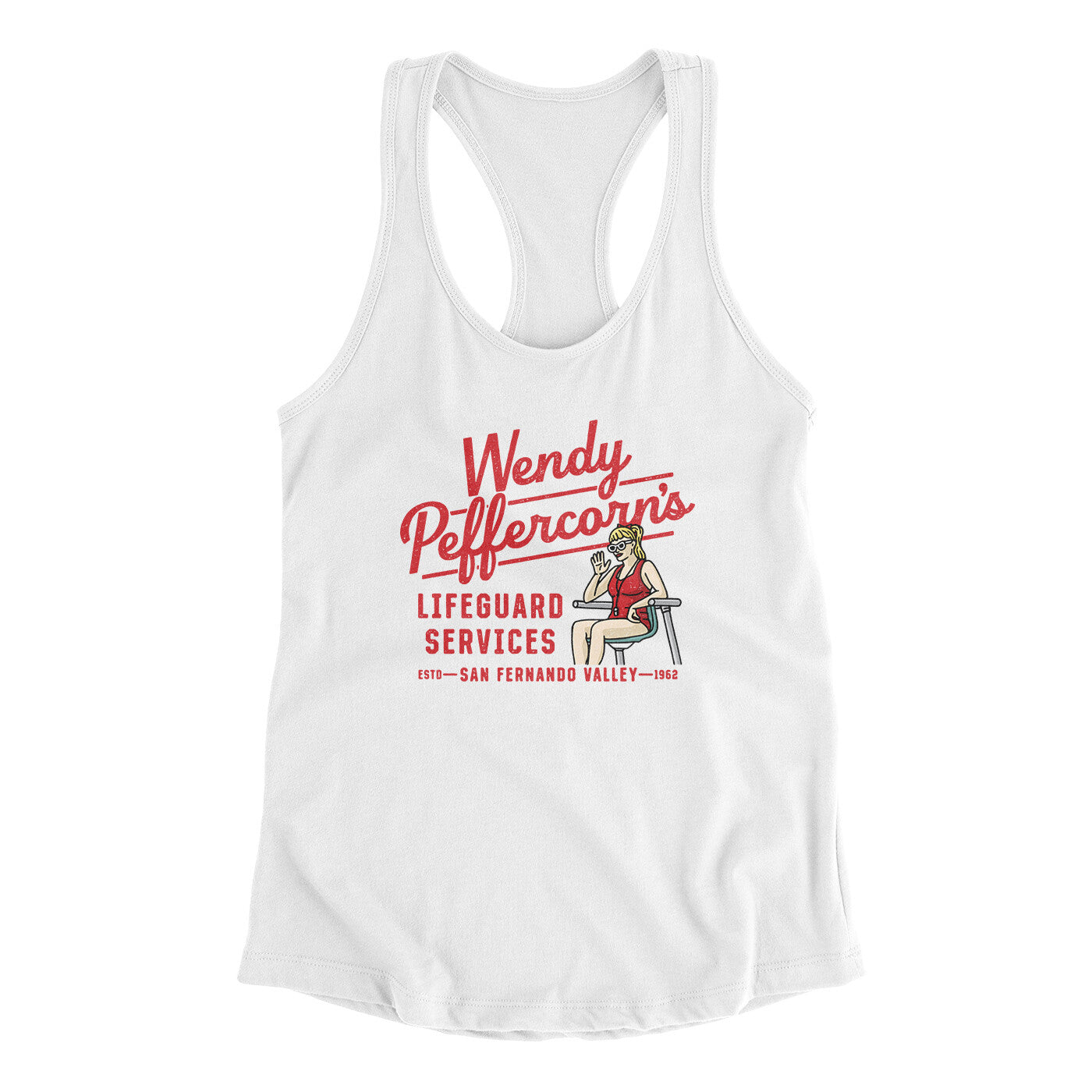 Wendy Peffercorn’s Lifeguard Services Women's Racerback Tank | Funny Shirt from Famous In Real Life