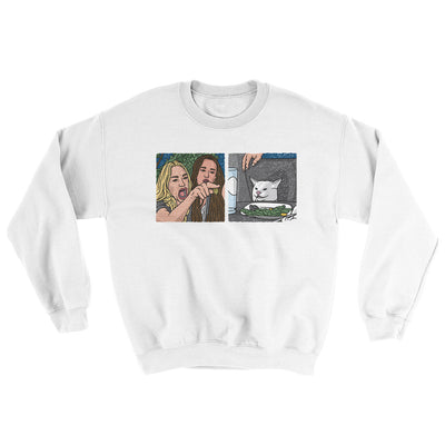 Woman Yelling At A Cat Meme Ugly Sweater White | Funny Shirt from Famous In Real Life
