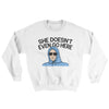 She Doesnt Even Go Here Ugly Sweater White | Funny Shirt from Famous In Real Life