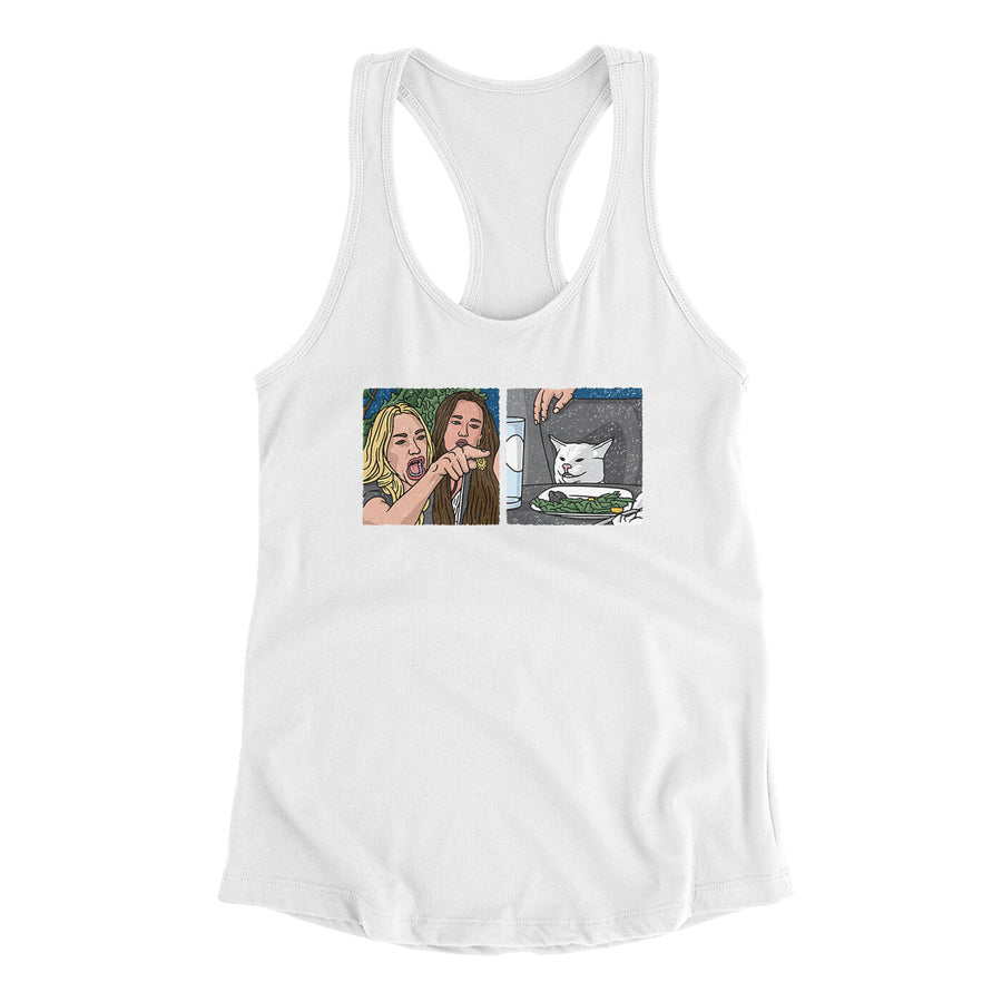 Woman Yelling At A Cat Meme Funny Women's Racerback Tank | Funny Shirt from Famous In Real Life