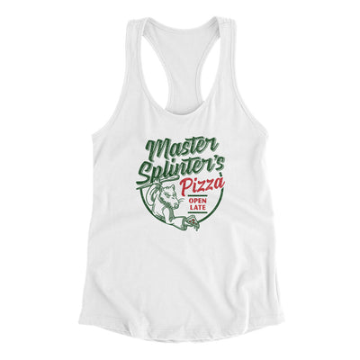 Master Splinters Pizza Women's Racerback Tank White | Funny Shirt from Famous In Real Life